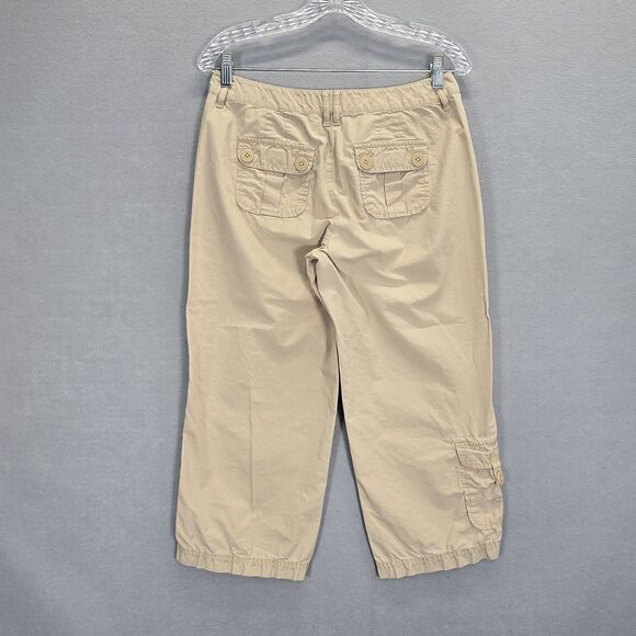 J Jill Tan Genuine Fit Below Waist Cargo Capri Pants Size 4Low Rise Straight Leg - Picture 3 of 12